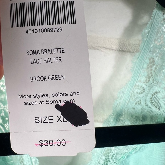 NWT Soma Bralette Lace Halter Unlined Wireless XL Extra Large Brook Green #0383 - Picture 9 of 13